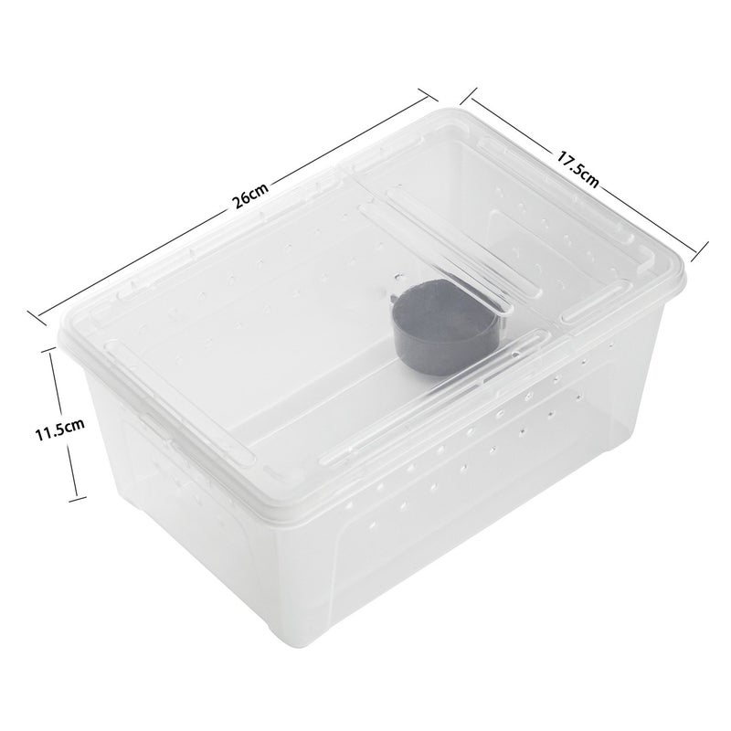 OMEM Portable Reptile Terrarium Habitat for Mini Pet Houses Breathable Holes Stackable Container (M) - Image 2